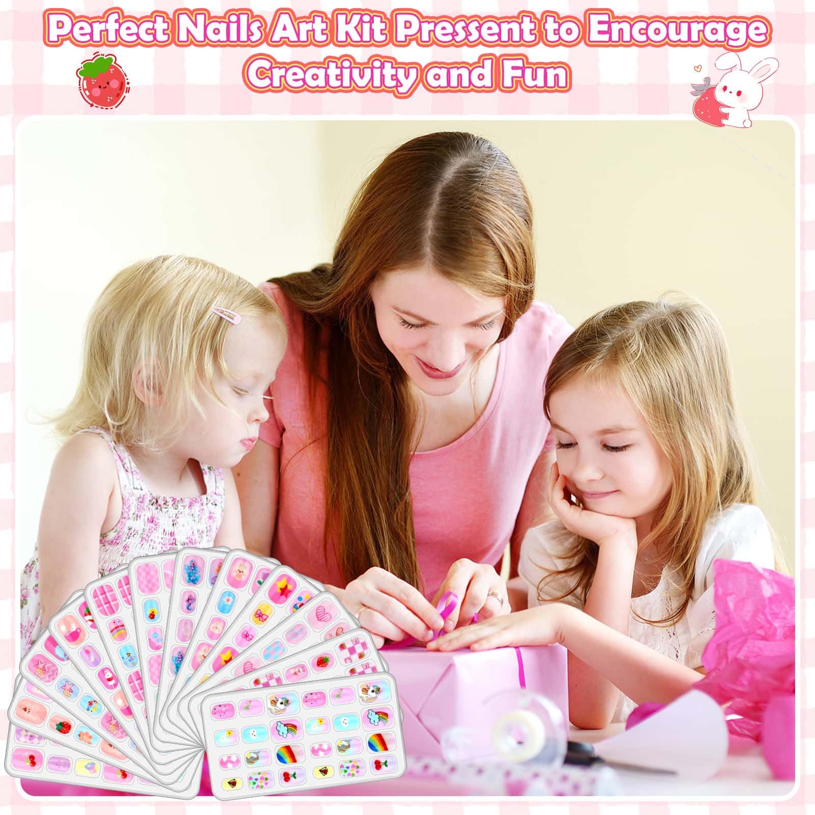Acejoz 288-Piece Kids Nails Set – Pre-Glue Press-On Nails for Girls 8-12