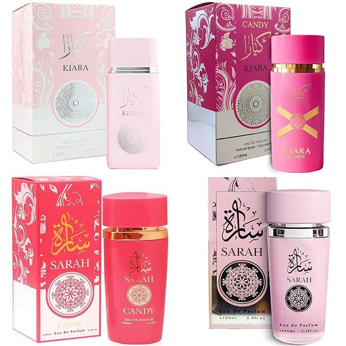 A CENTER 4-Piece Perfume Set for Women – Floral EDP Gift (Sarah, Sarah Candy, Kiara, Kiara Candy) 3.4 oz Each