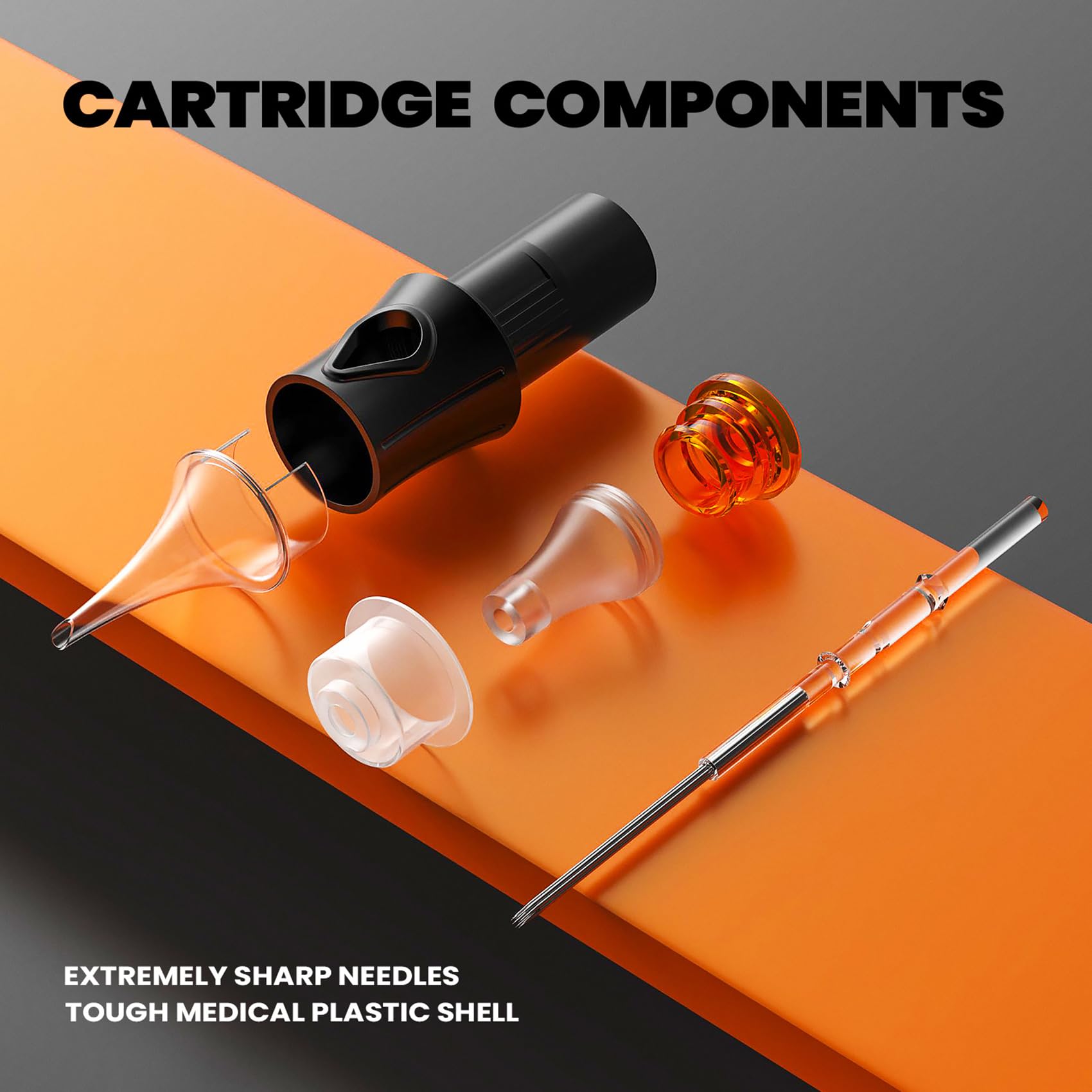 Ackbun 50Pcs #10RS Tattoo Cartridge Needles – Pre-Sterilized, Durable, Compatible with Most Rotary Machines