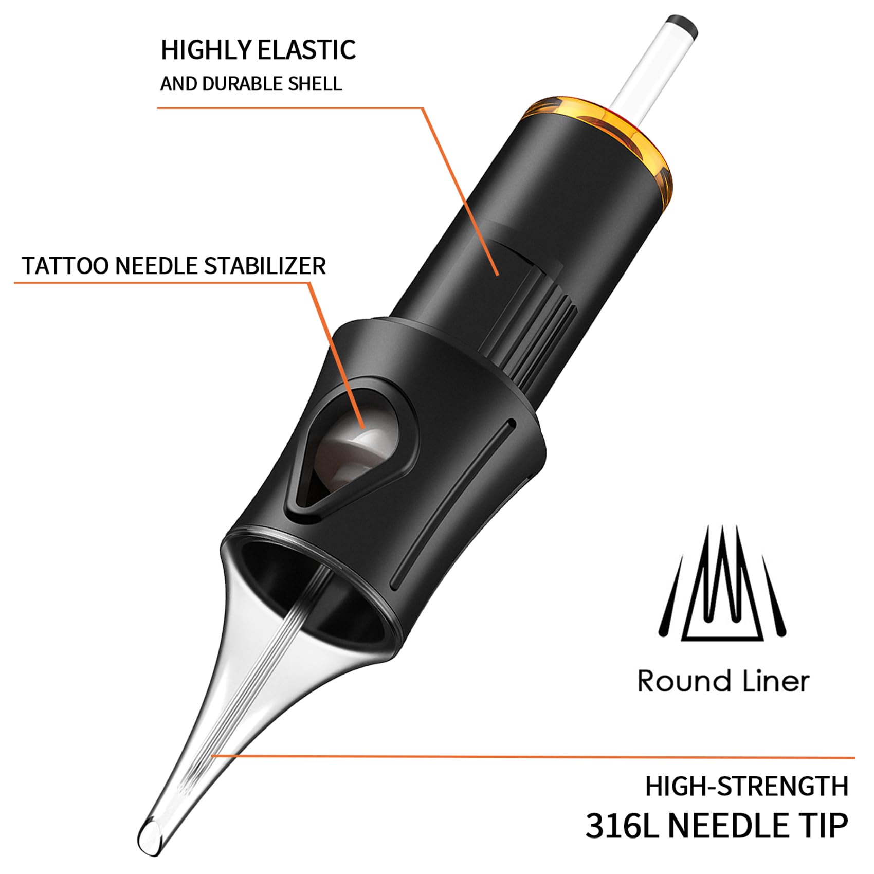 Ackbun 50 Pcs 1207RL Tattoo Cartridge Needles – Durable, Sterilized, Universal Rotary Pen Compatibility
