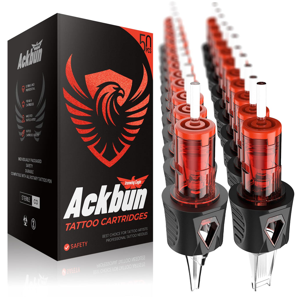 Ackbun 50 Pack Finger-Ledge Tattoo Cartridges – 1003RL–1011RL with Anti-Backflow Membrane