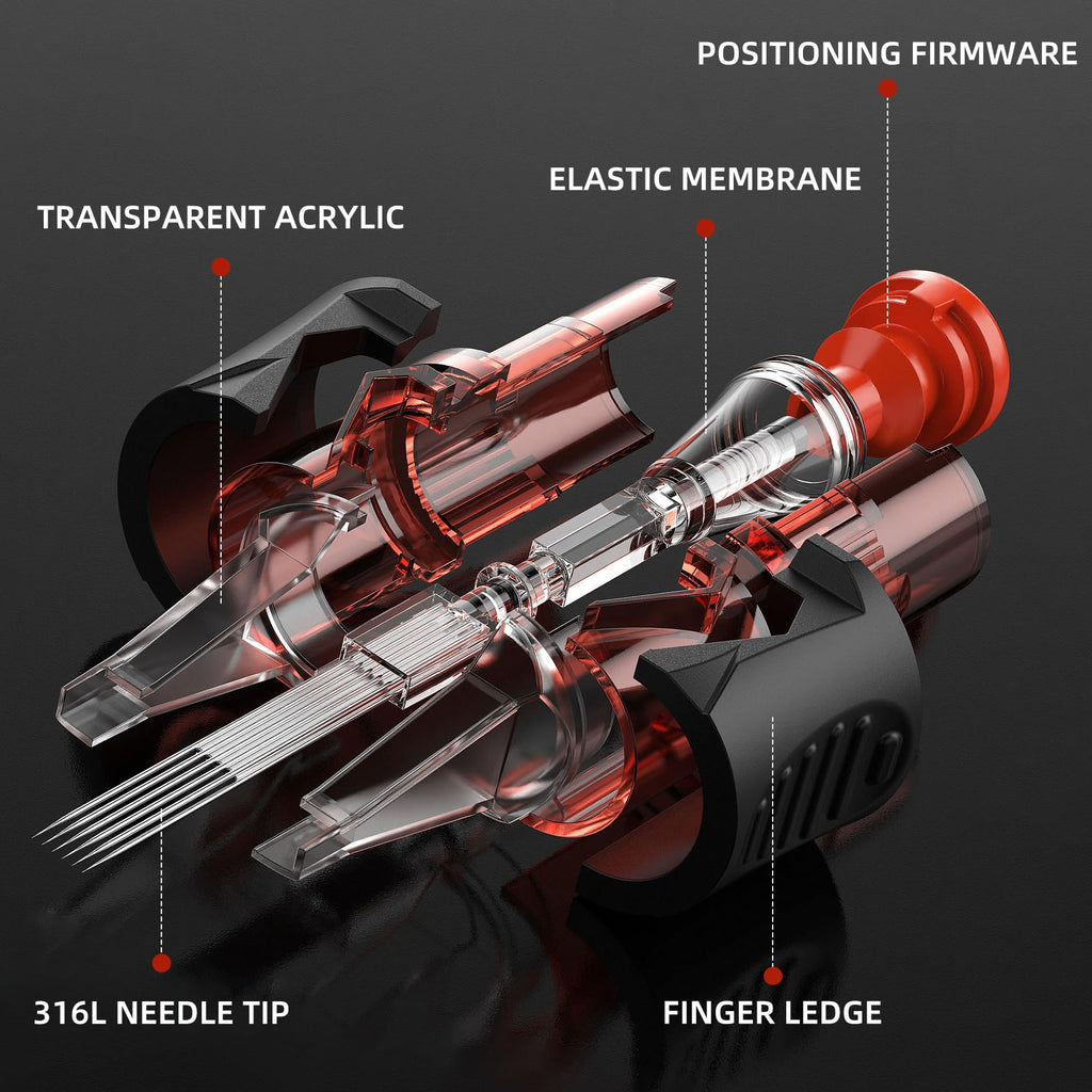 Ackbun 50 Pack Finger-Ledge Tattoo Cartridges – 1003RL–1011RL with Anti-Backflow Membrane