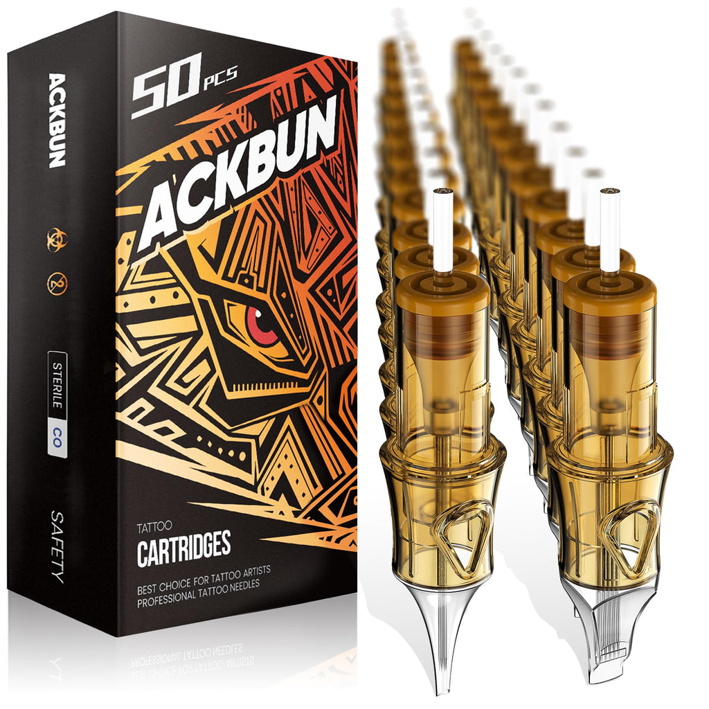 Ackbun 50Pcs 12RL Assorted Tattoo Needles – 3RL/5RL/7RL/9RL/11RL, Sterilized Cartridges