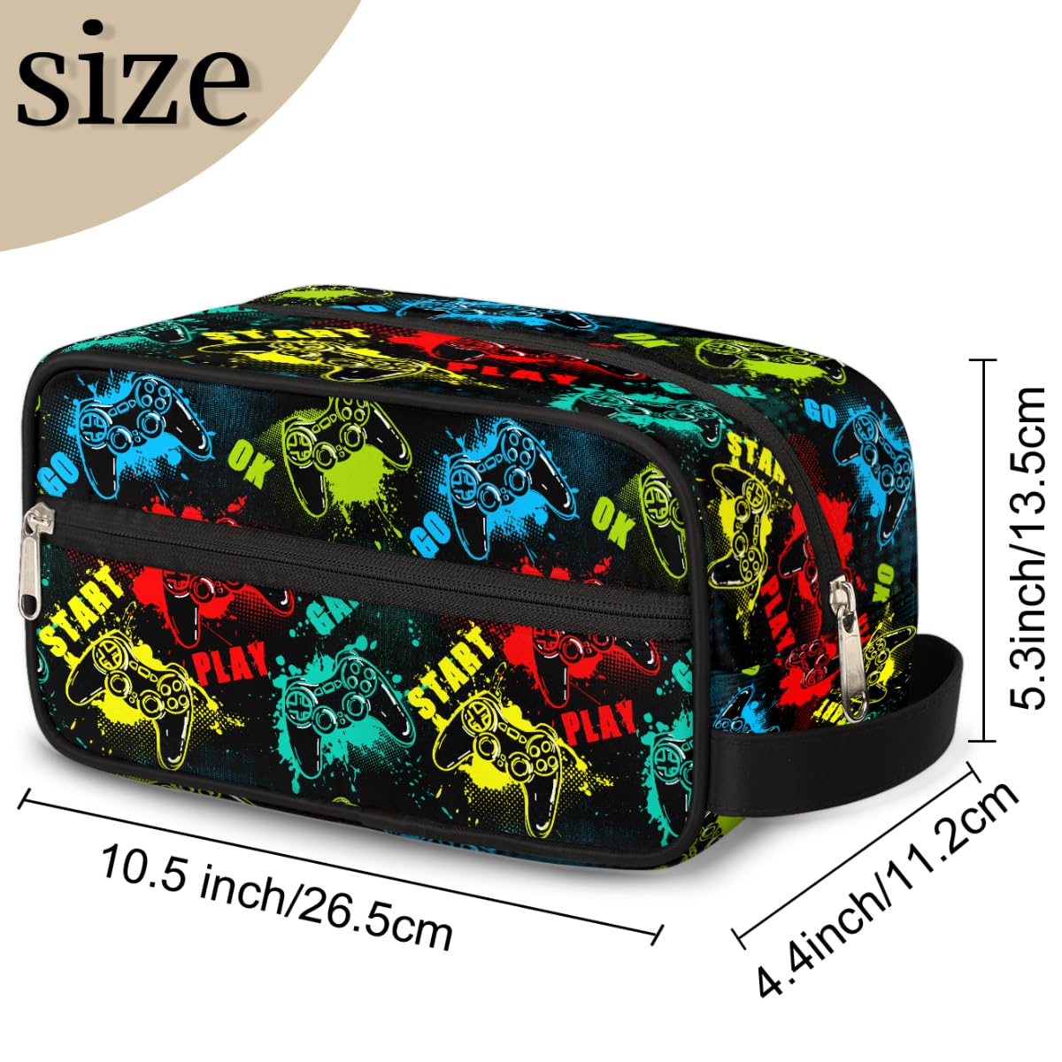 Ackutea Kids Travel Toiletry Bag – Waterproof Hanging Case with Game Controller Design