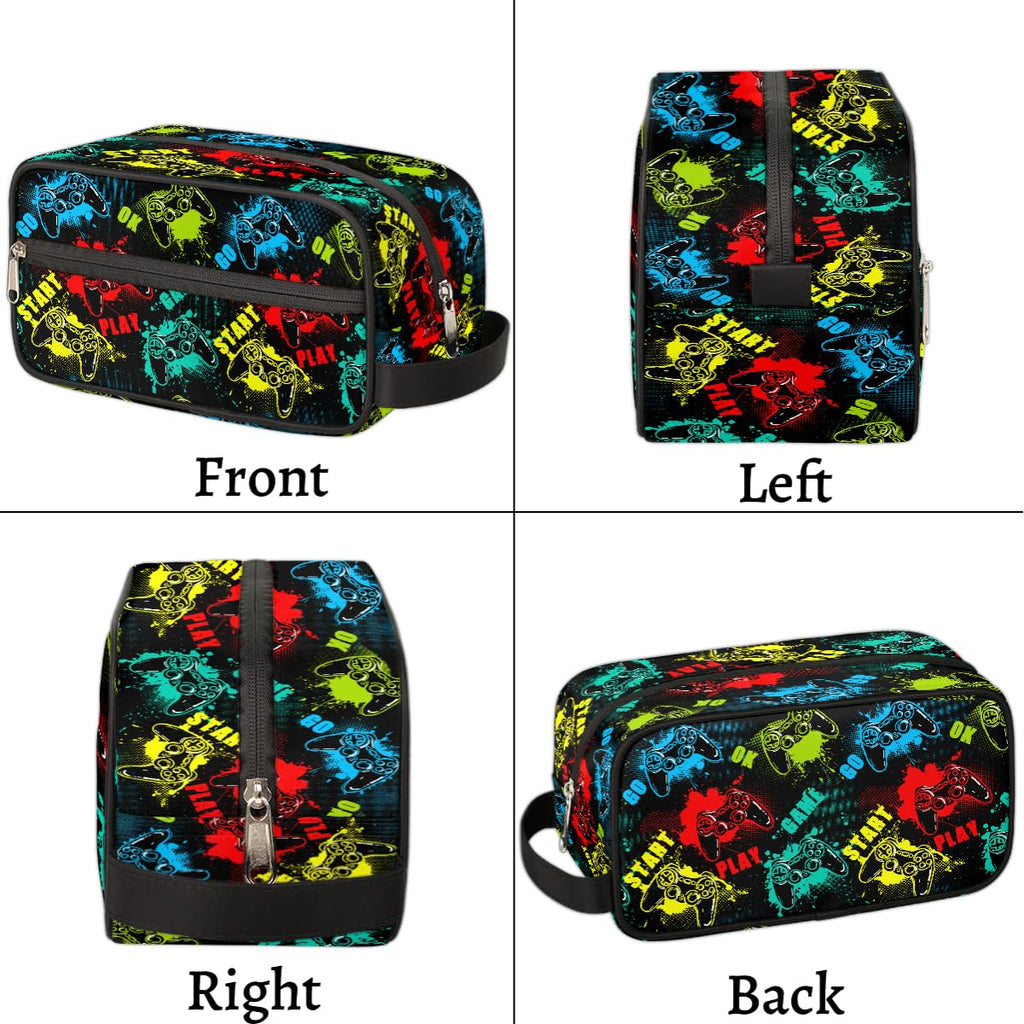 Ackutea Kids Travel Toiletry Bag – Waterproof Hanging Case with Game Controller Design