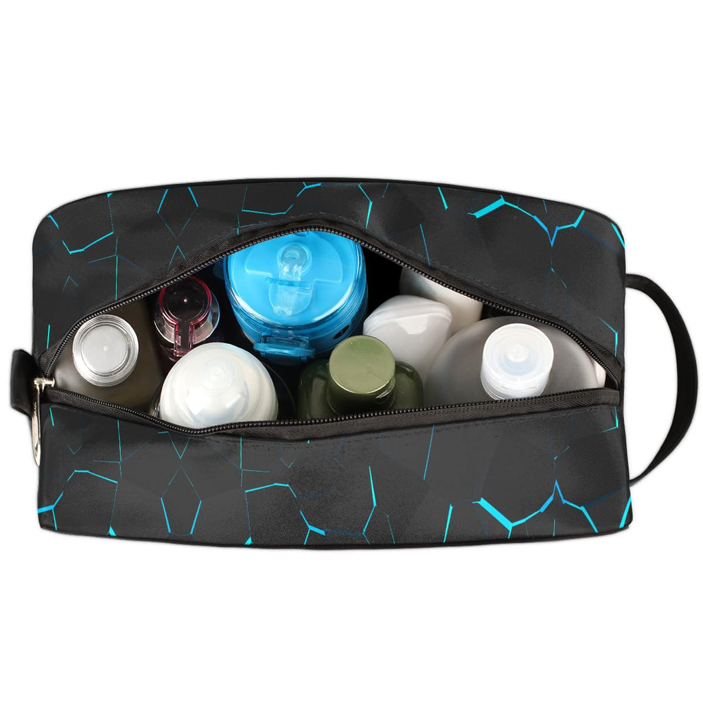 Ackutea Kids Travel Toiletry Bag – Blue 3D Soccer Ball, Waterproof & Hanging