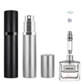 ACMYCH 2PCS Travel Perfume Refillable Bottle – 5ml, Bottom-Filling Atomizers (Black & Silver)