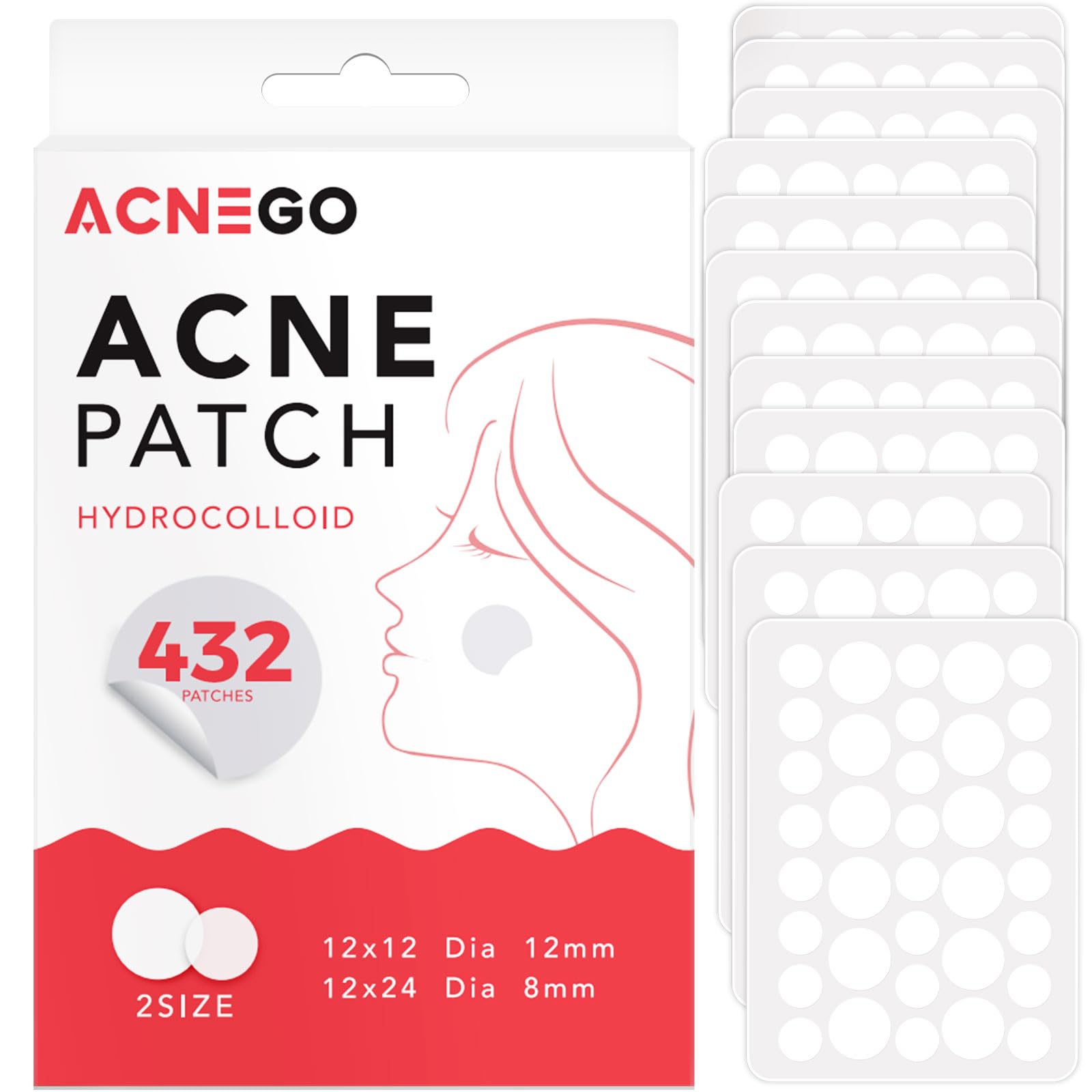 AcneGo 432 Counts Pimple Patches – Invisible Hydrocolloid Patches for All Skin Types