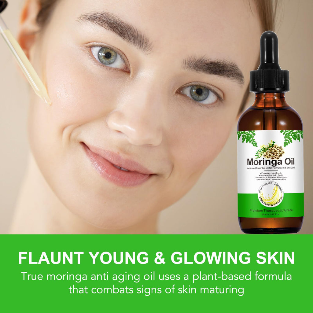Acorn + Oak Premium Organic Moringa Oil – Cold-Pressed, Unrefined, 2 fl oz