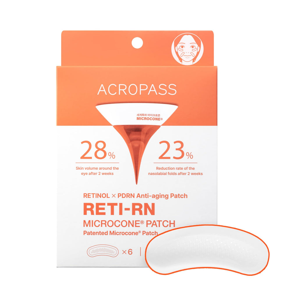 Acropass RETI-RN Microcone Patches | Deep Wrinkles, PDRN 10,000 ppm, Retinol 3,300 IU/g, Hyaluronic Acid – Slim Type (6 Count)