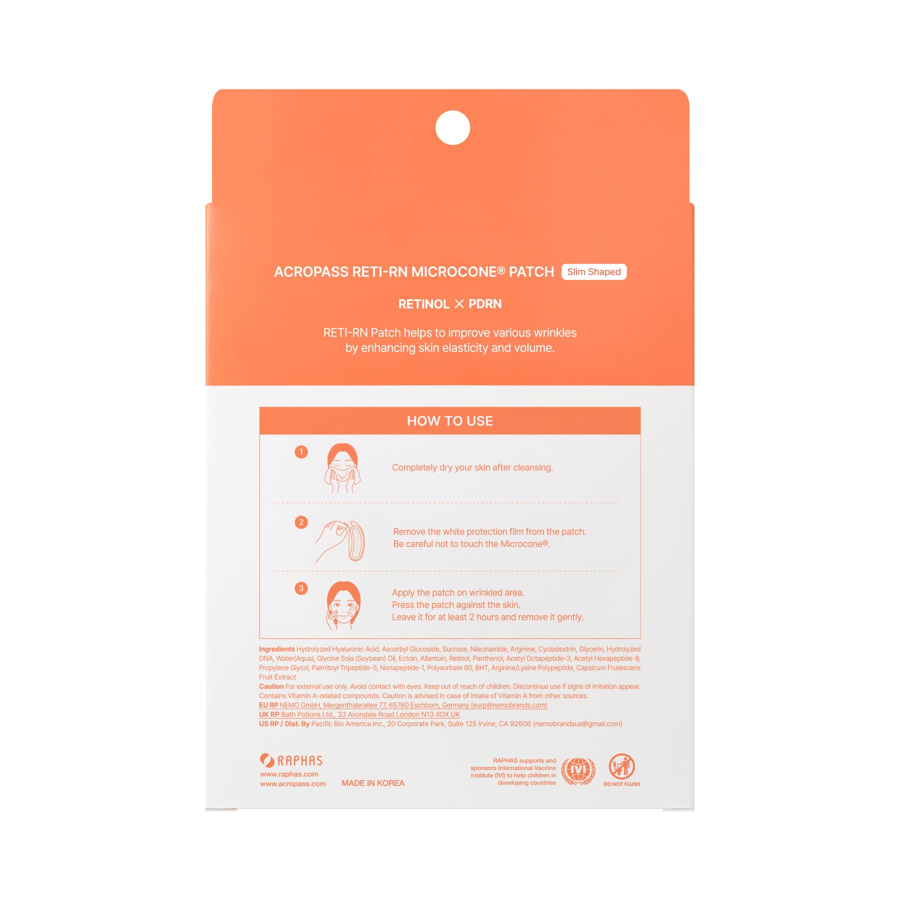 Acropass RETI-RN Microcone Patches | Deep Wrinkles, PDRN 10,000 ppm, Retinol 3,300 IU/g, Hyaluronic Acid – Slim Type (6 Count)