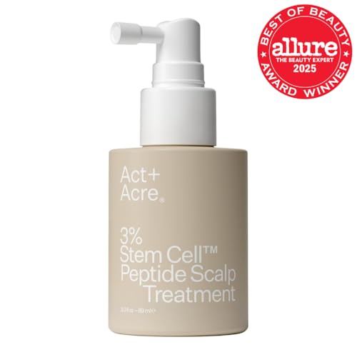 Act+Acre Cold Processed 3% Stem Cell Peptide Treatment – Boost Hair Density | Grape Stem Cells, Peptides + Caffeine | Vegan, Fragrance-Free | 3 fl oz