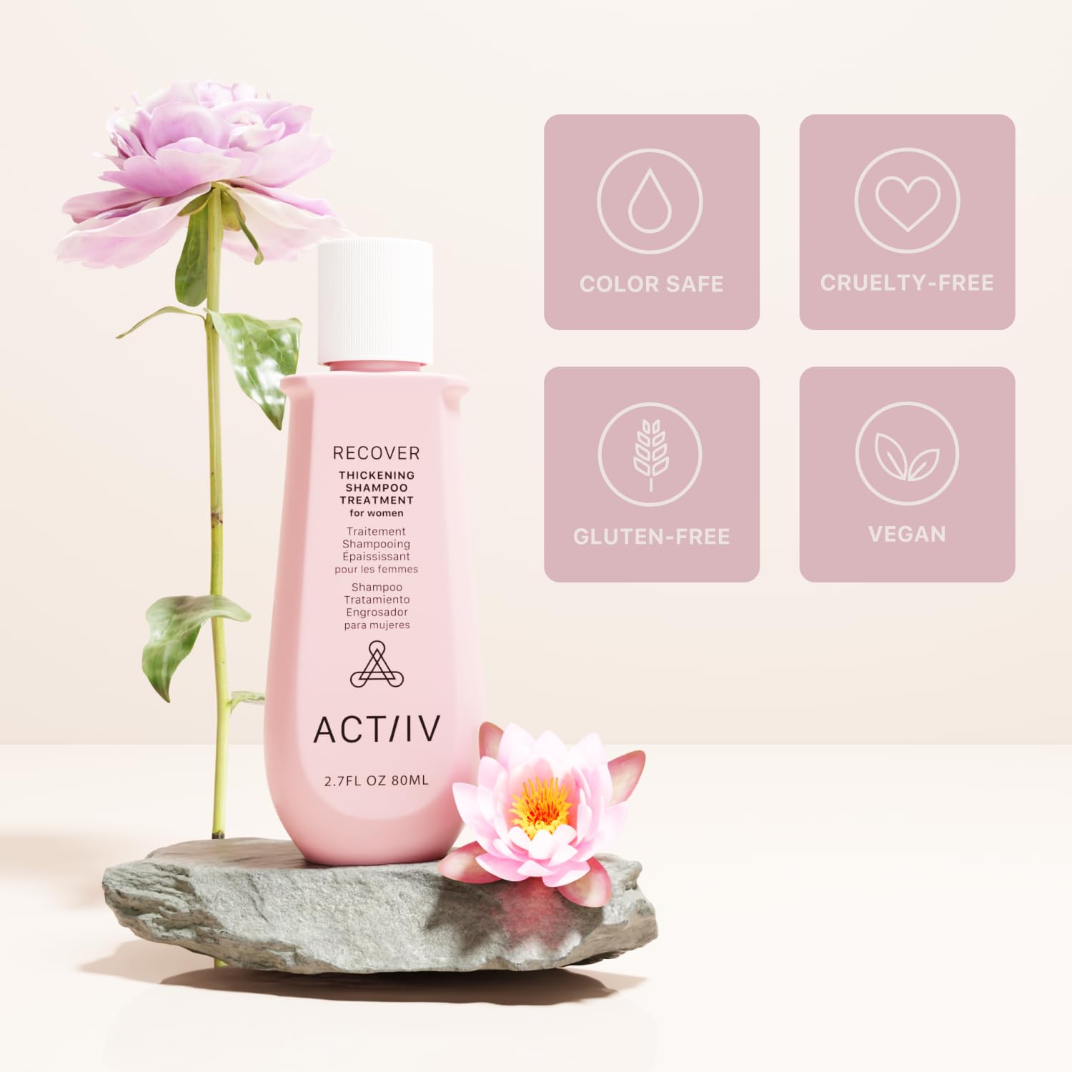 ACTIIV Recover Thickening Shampoo for Women | Fuller-Looking Hair, Plant-Based & Vegan | 80 mL