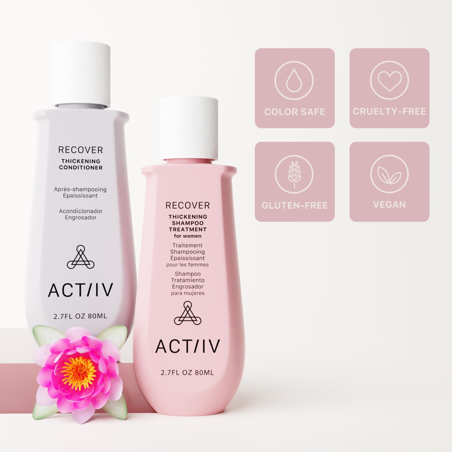ACTIIV Recover Travel Duo for Women – Fuller-Looking Hair, Plant-Based, Color-Safe (2x2.7 oz)