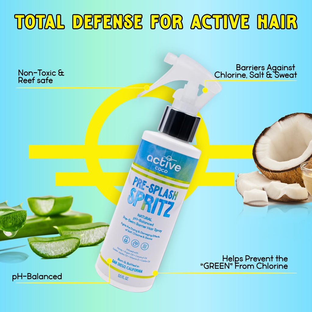 Active COCO Pre-Swim Hair Protection Spray – Chlorine, Salt Water & Heat Shield