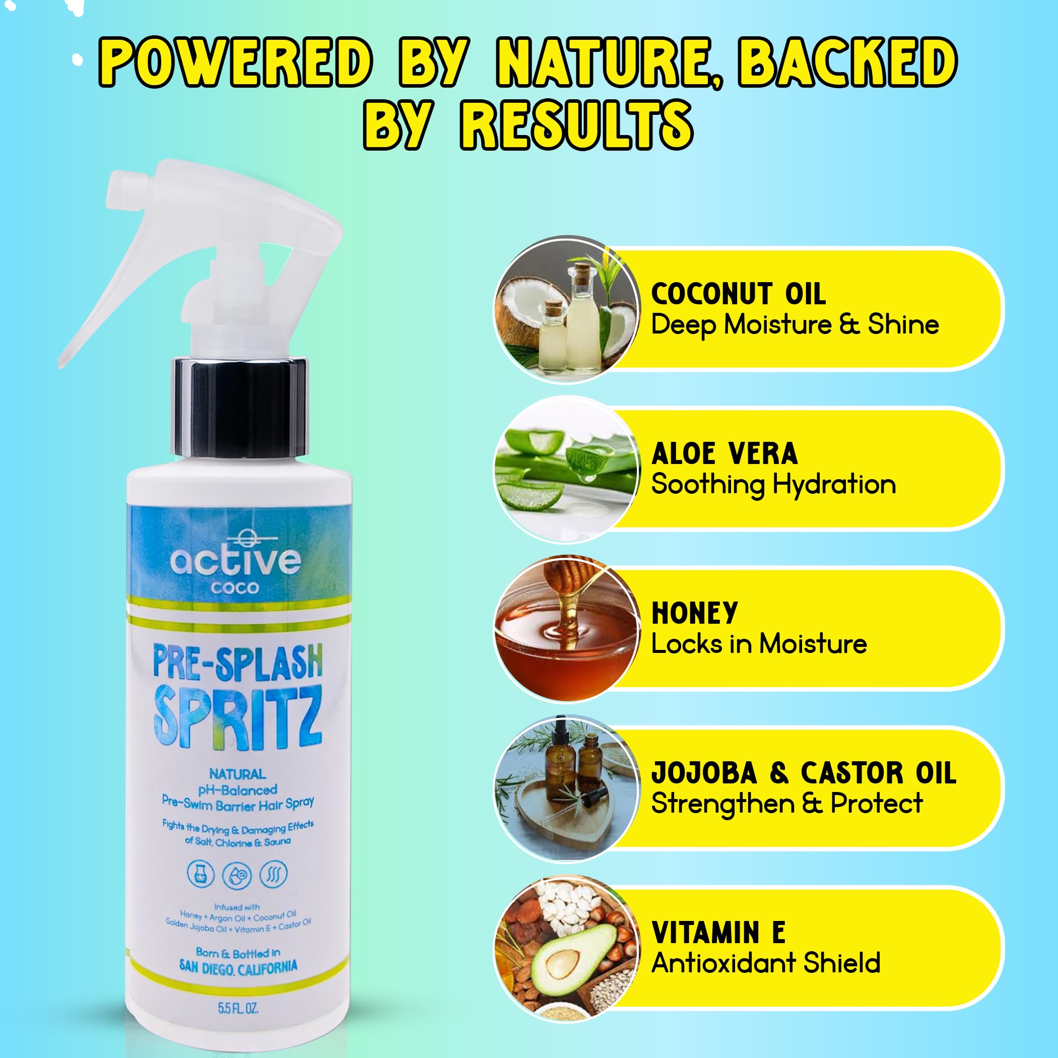Active COCO Pre-Swim Hair Protection Spray – Chlorine, Salt Water & Heat Shield