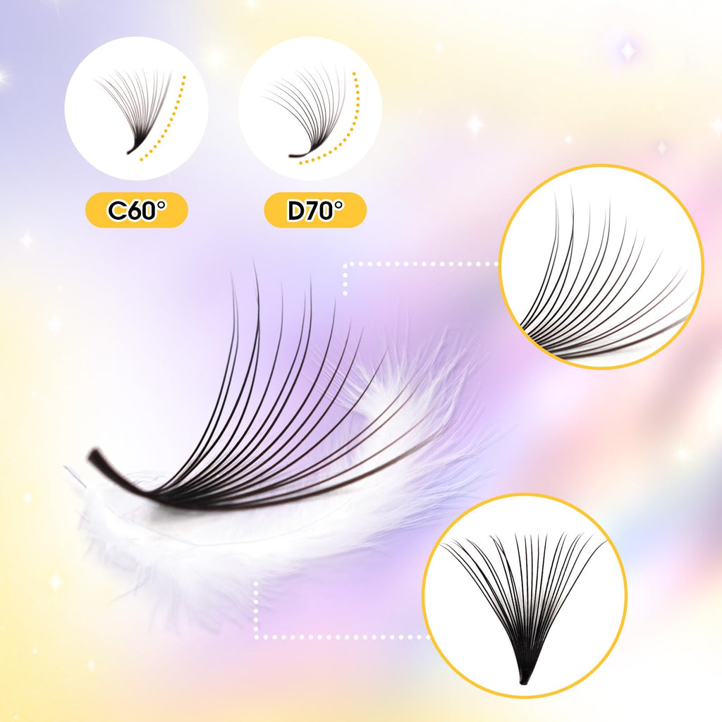 ACTROL 800 Premade Lash Fans – 10D D Curl Middle Stem, 8-15mm Mixed Length Box