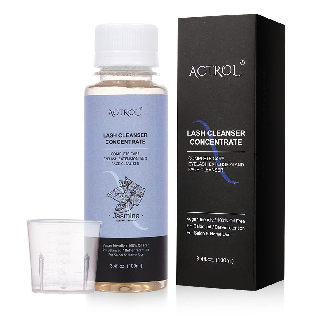ACTROL Eyelash Cleanser Concentrate 100ml | Jasmine Professional Lash Shampoo – Paraben & Sulfate Free, Non-Irritating, Makes 20 Bottles