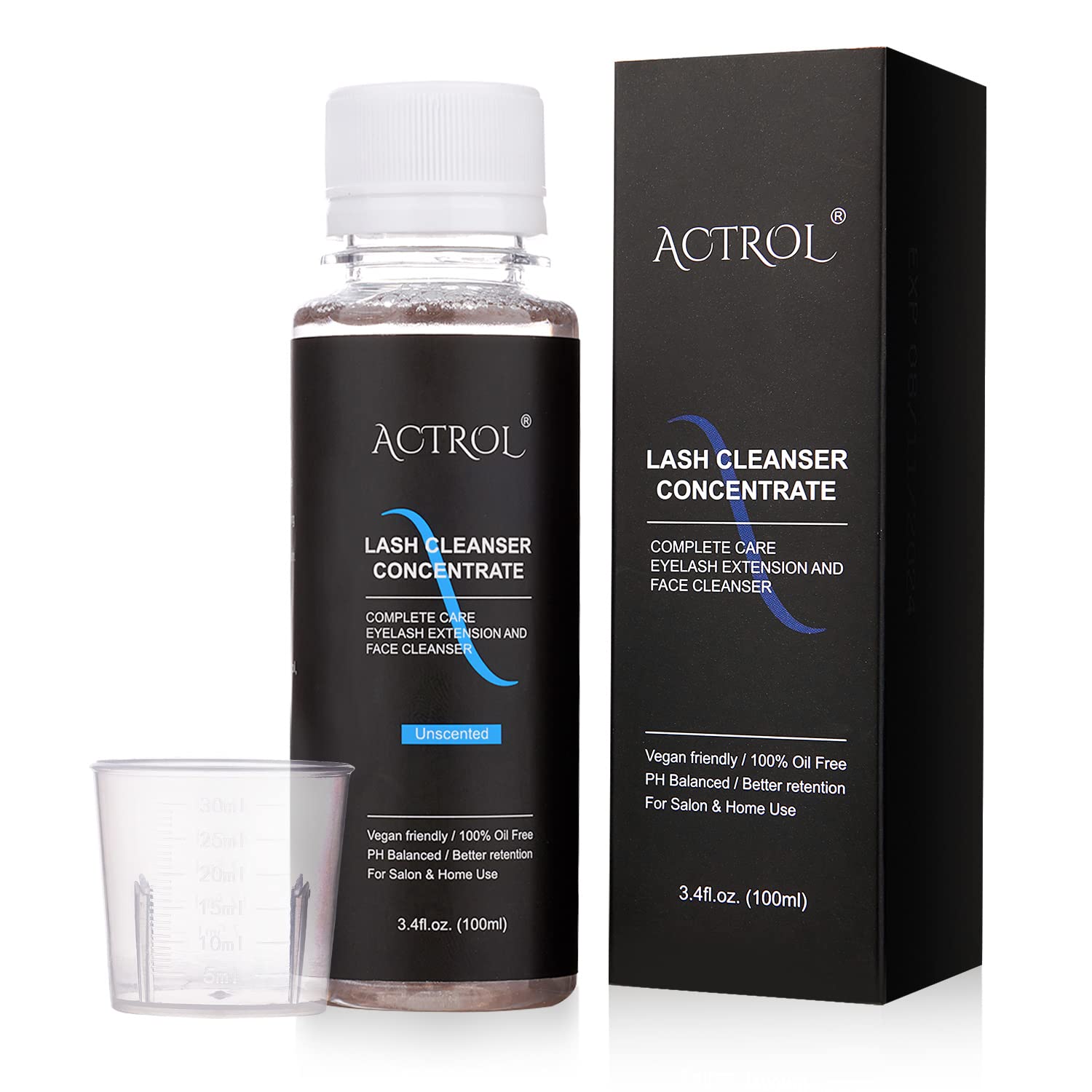 ACTROL Eyelash Cleanser Concentrate 100ml Unscented Foaming Lash Shampoo – Salon & Home Care (Makes 20 Bottles)