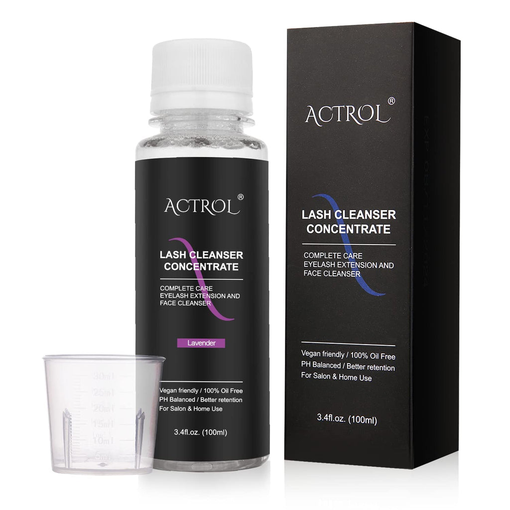 ACTROL Eyelash Cleanser Concentrate 100ml Lavender – Paraben & Sulfate Free Foaming Lash Shampoo