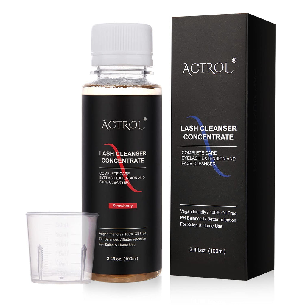 ACTROL Eyelash Cleanser Concentrate 100ml - Strawberry Lash Shampoo for Extensions