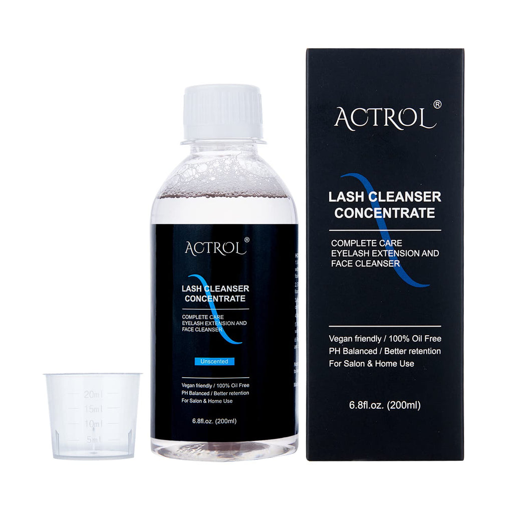 ACTROL Eyelash Cleanser Concentrate 200ml – Unscented Foaming Lash Shampoo for Extensions | Professional Salon & Home Care
