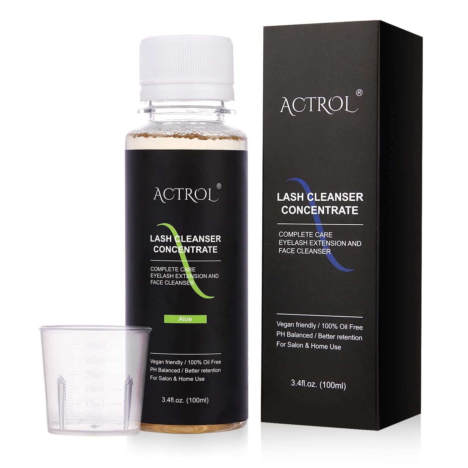 ACTROL Eyelash Cleanser Concentrate 100ml – Aloe Foaming Lash Shampoo for Salon & Home Care