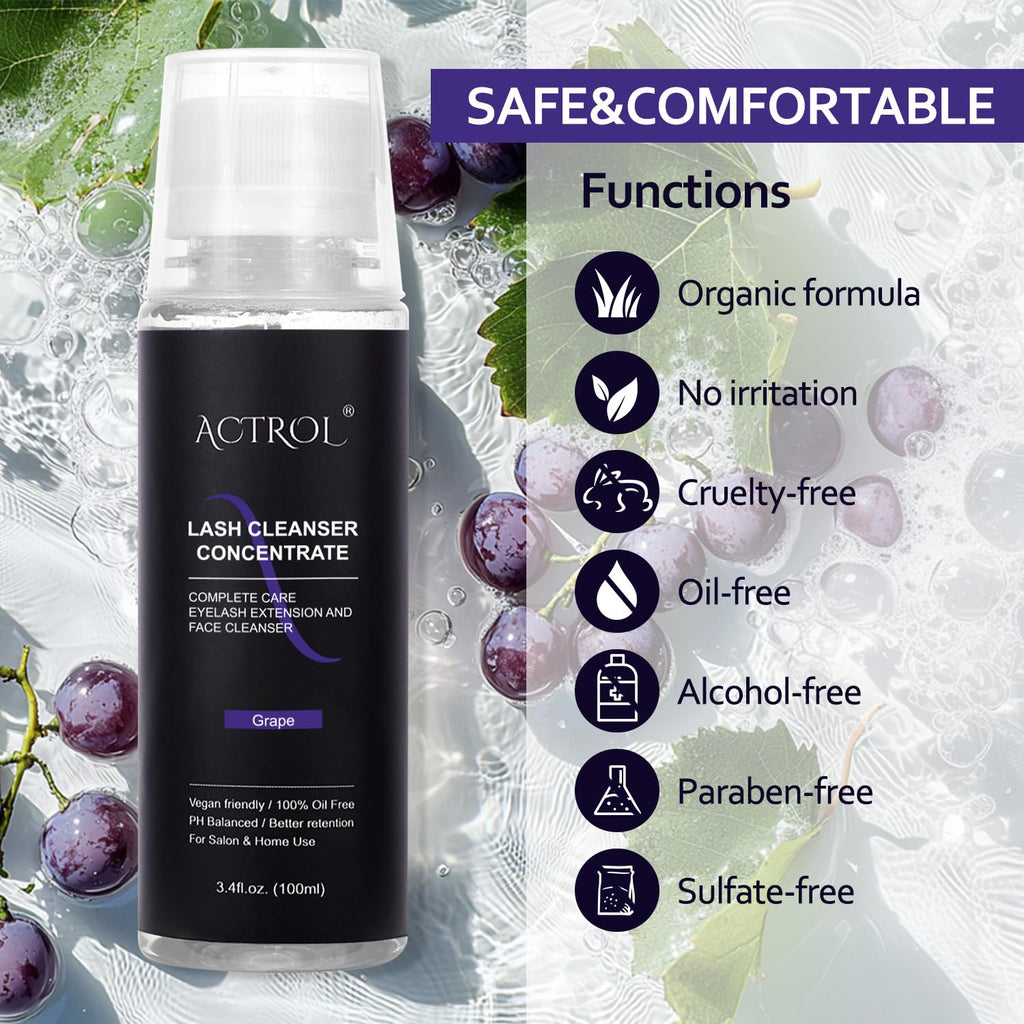 ACTROL Eyelash Cleanser Concentrate 100ml – Pro Lash Shampoo for Extensions