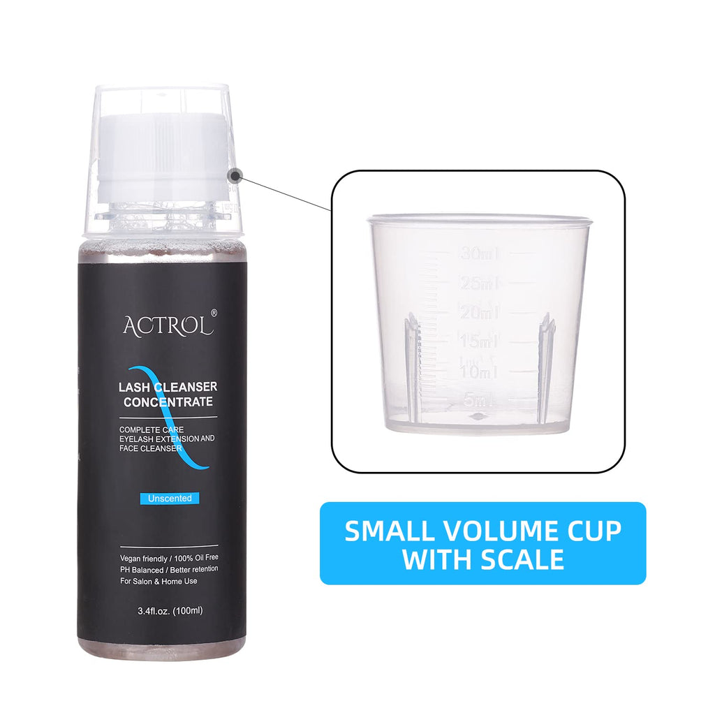 ACTROL Eyelash Cleanser Concentrate 100ml Unscented Foaming Lash Shampoo – Salon & Home Care (Makes 20 Bottles)