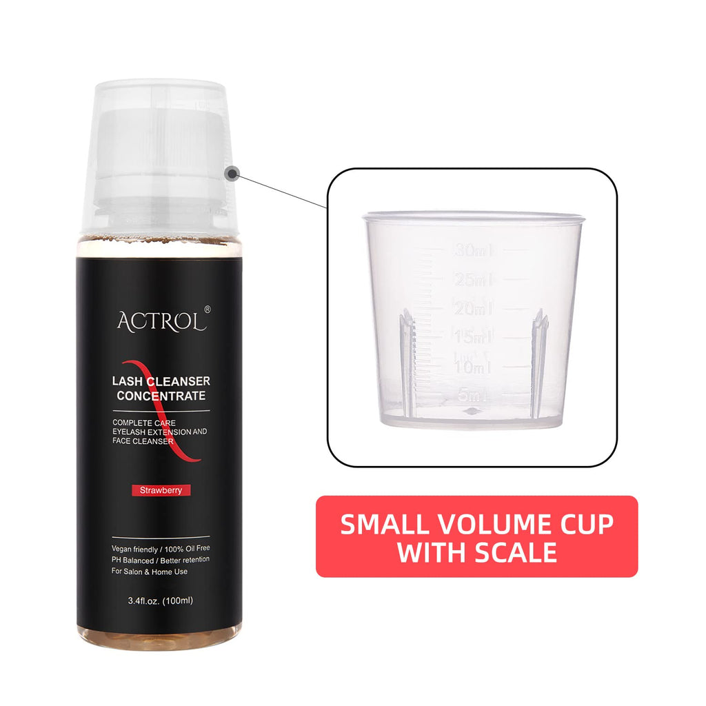 ACTROL Eyelash Cleanser Concentrate 100ml - Strawberry Lash Shampoo for Extensions