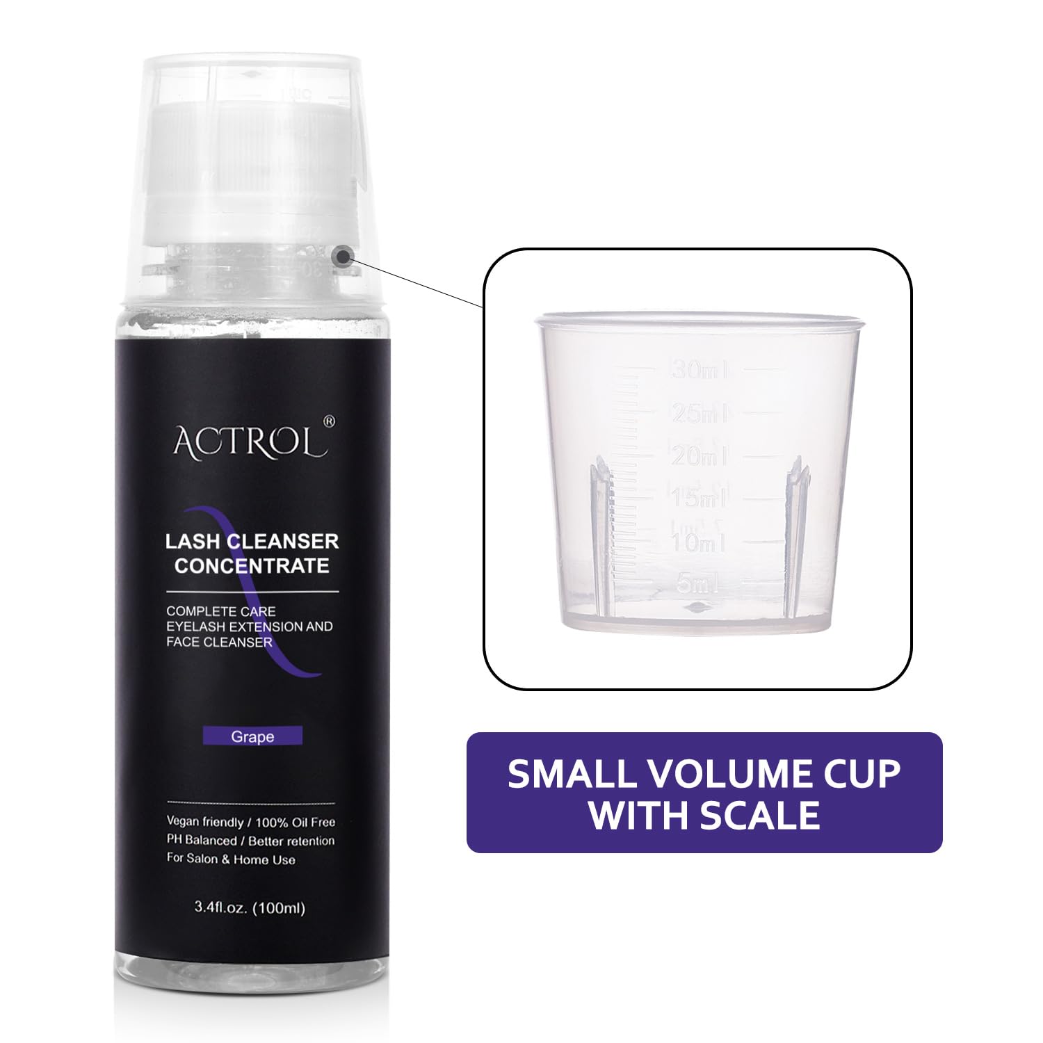 ACTROL Eyelash Cleanser Concentrate 100ml – Pro Lash Shampoo for Extensions