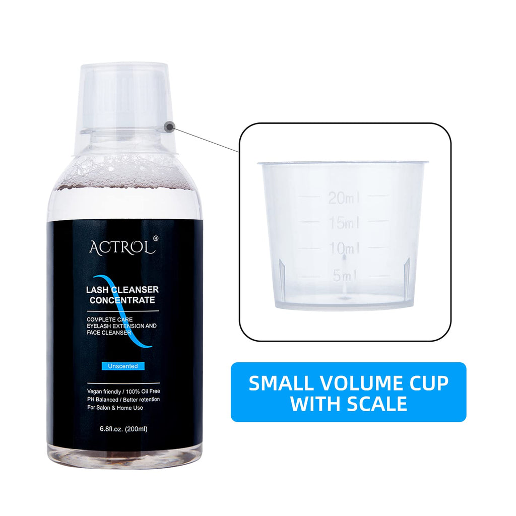ACTROL Eyelash Cleanser Concentrate 200ml – Unscented Foaming Lash Shampoo for Extensions | Professional Salon & Home Care
