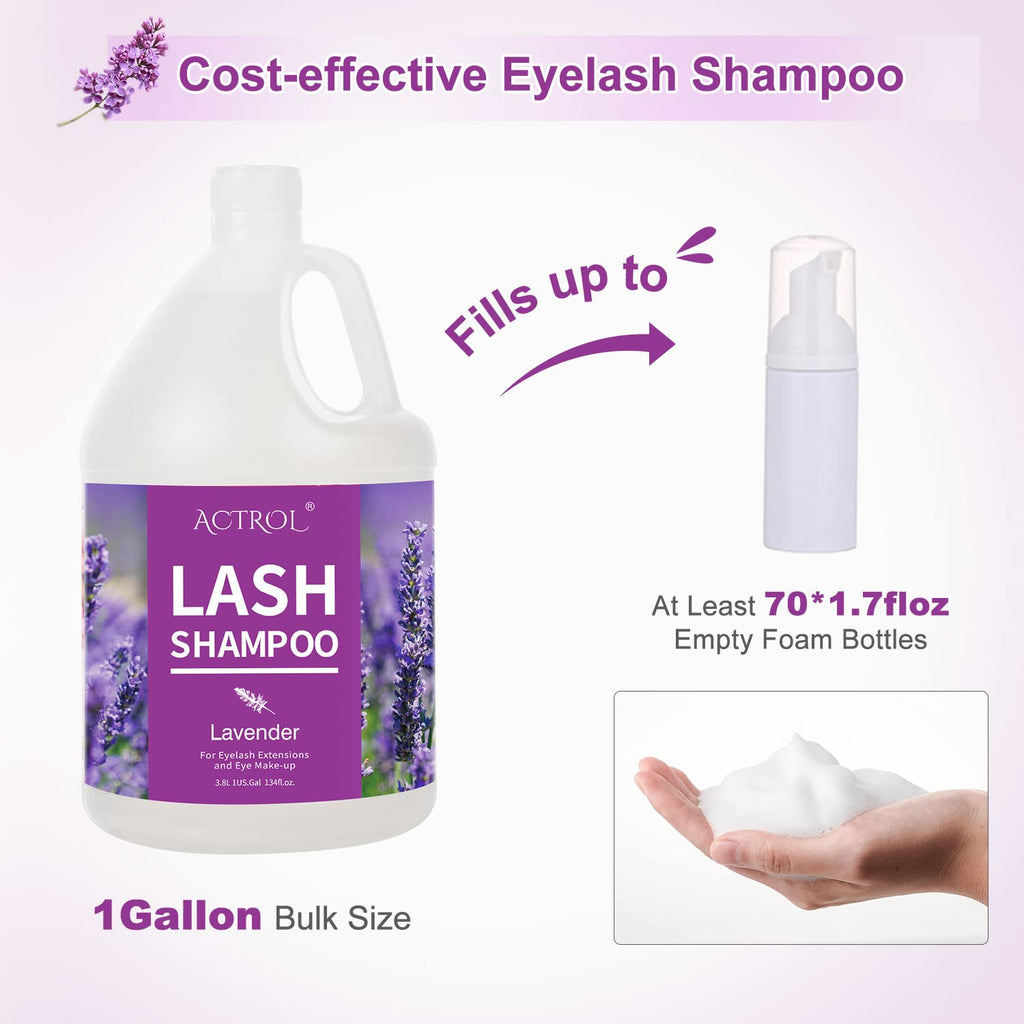 ACTROL Eyelash Extension Cleanser Gallon Lavender – 3.8L, Paraben & Sulfate Free, Non-Irritating, Salon & Home Care