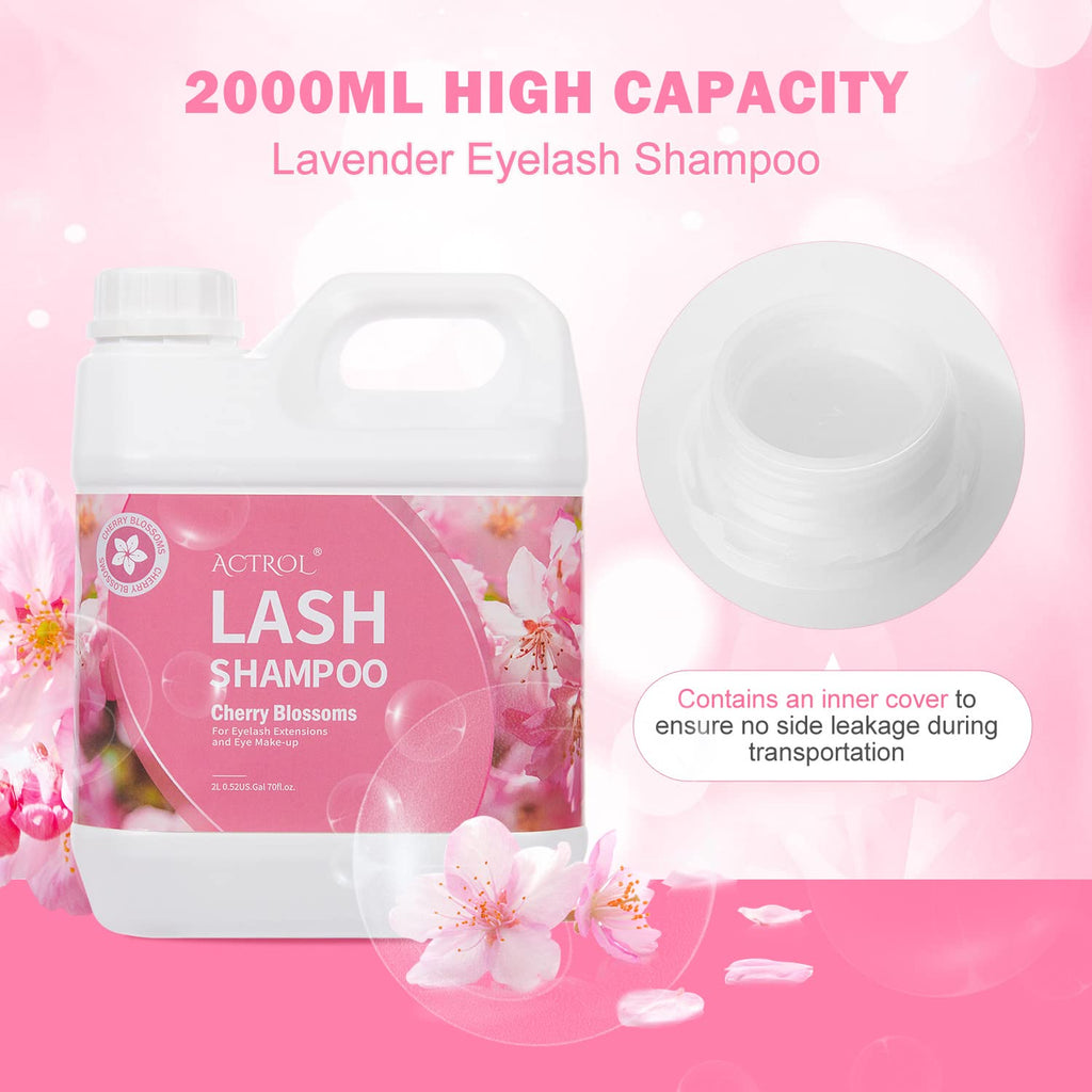 ACTROL Eyelash Extension Cleanser Cherry Blossom 2L – Paraben & Sulfate Free, Salon & Home Use