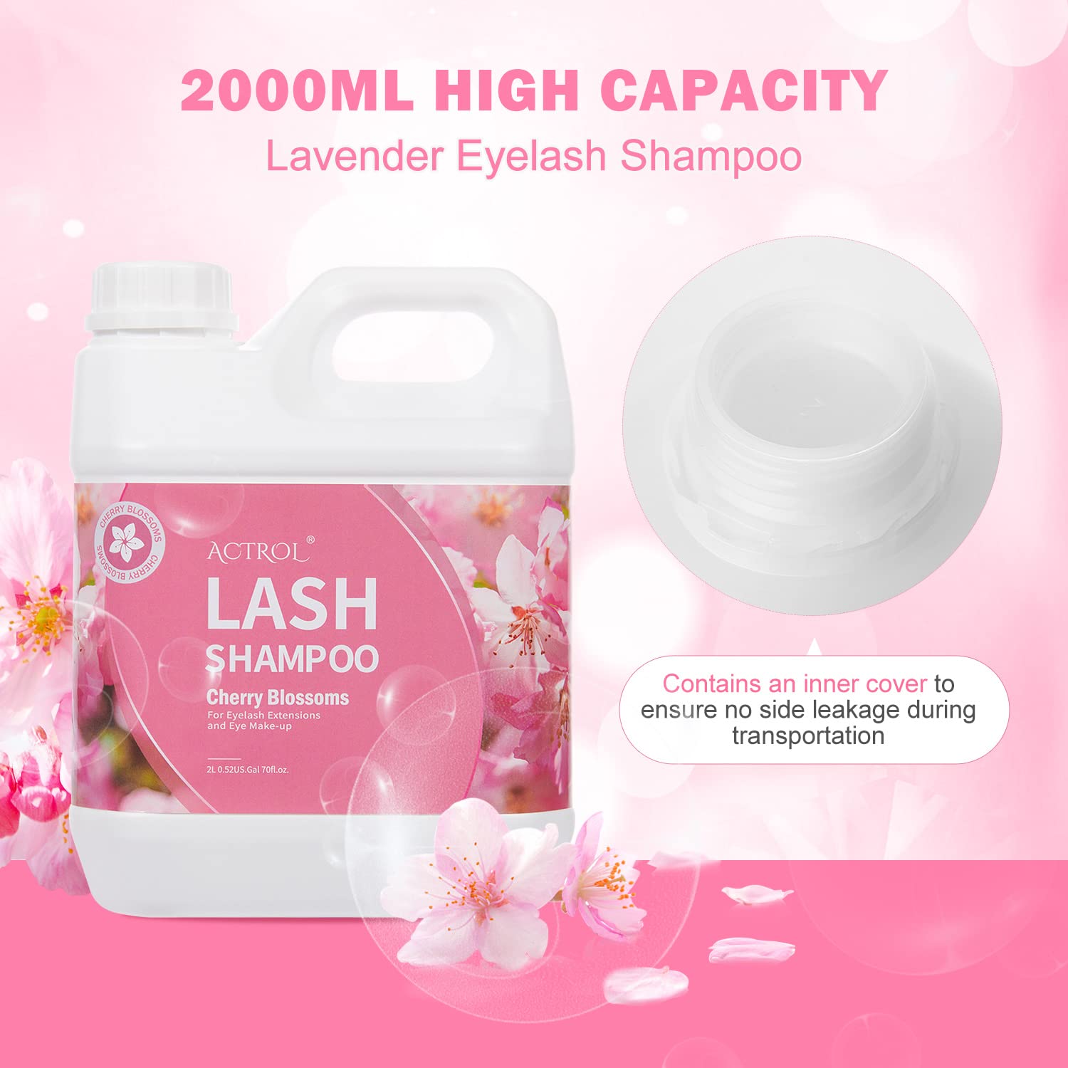 ACTROL Eyelash Extension Cleanser Cherry Blossom 2L – Paraben & Sulfate Free, Salon & Home Use