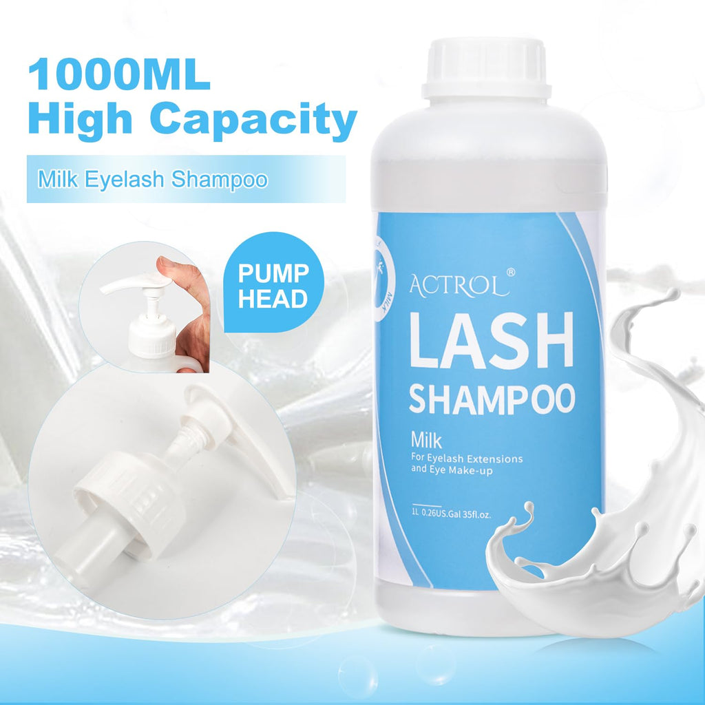 ACTROL Eyelash Extension Cleanser Milk 1L – Natural, Paraben & Sulfate Free