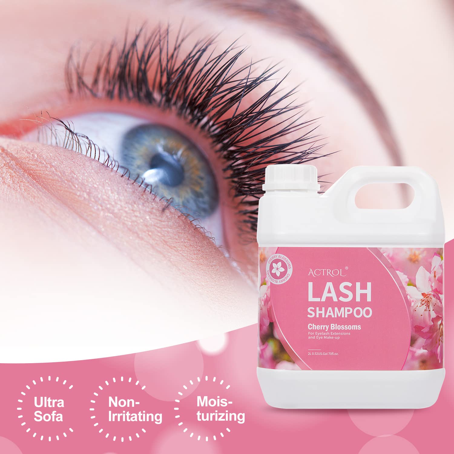 ACTROL Eyelash Extension Cleanser Cherry Blossom 2L – Paraben & Sulfate Free, Salon & Home Use