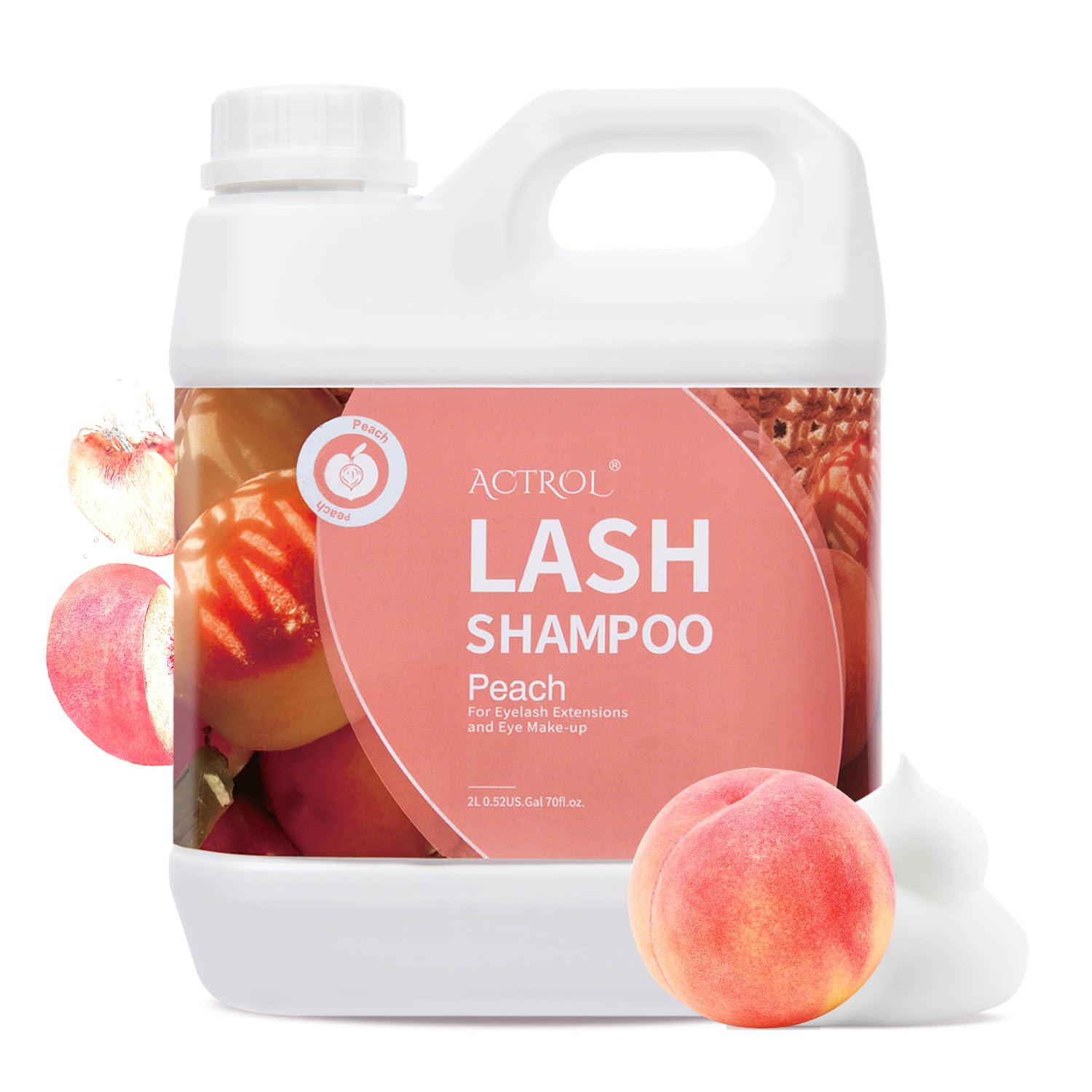 ACTROL Eyelash Extension Cleanser Peach 2L – Natural Lash Shampoo, Paraben & Sulfate Free