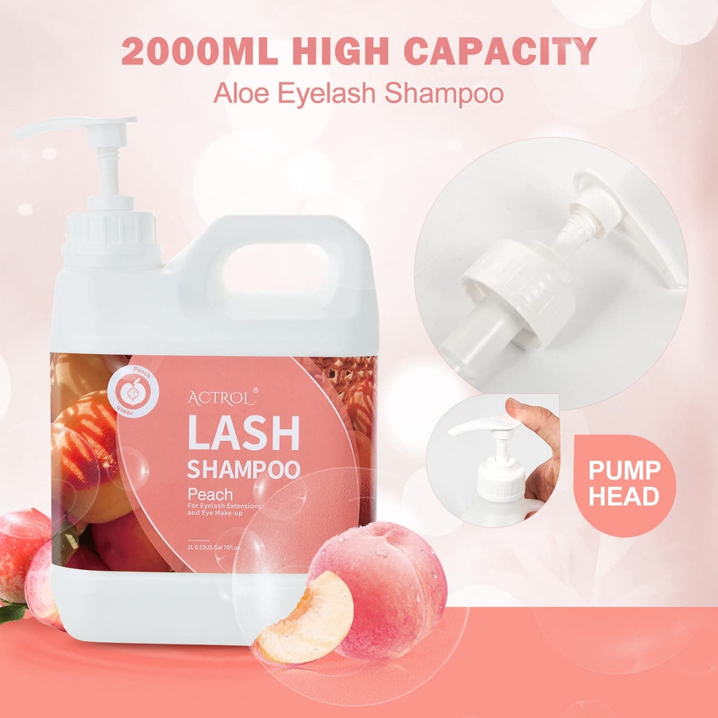 ACTROL Eyelash Extension Cleanser Peach 2L – Natural Lash Shampoo, Paraben & Sulfate Free