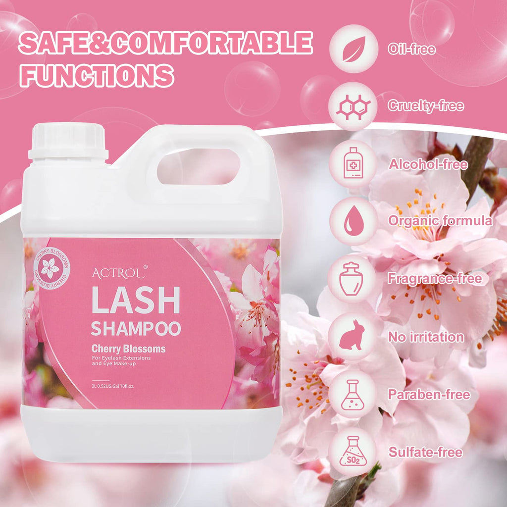 ACTROL Eyelash Extension Cleanser Cherry Blossom 2L – Paraben & Sulfate Free, Salon & Home Use