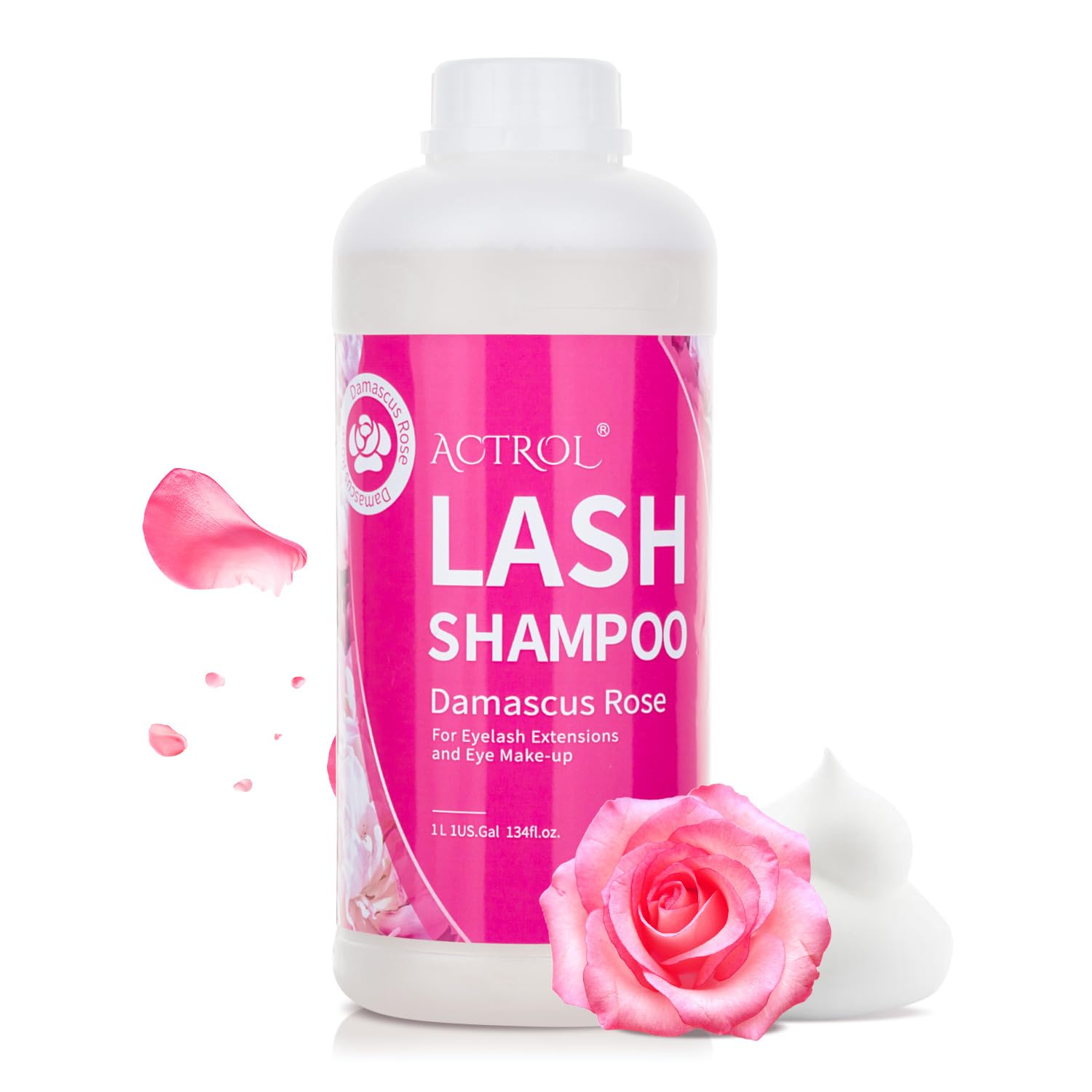 ACTROL Eyelash Extension Cleanser Rose 1L – Paraben & Sulfate Free, Professional Lash Shampoo