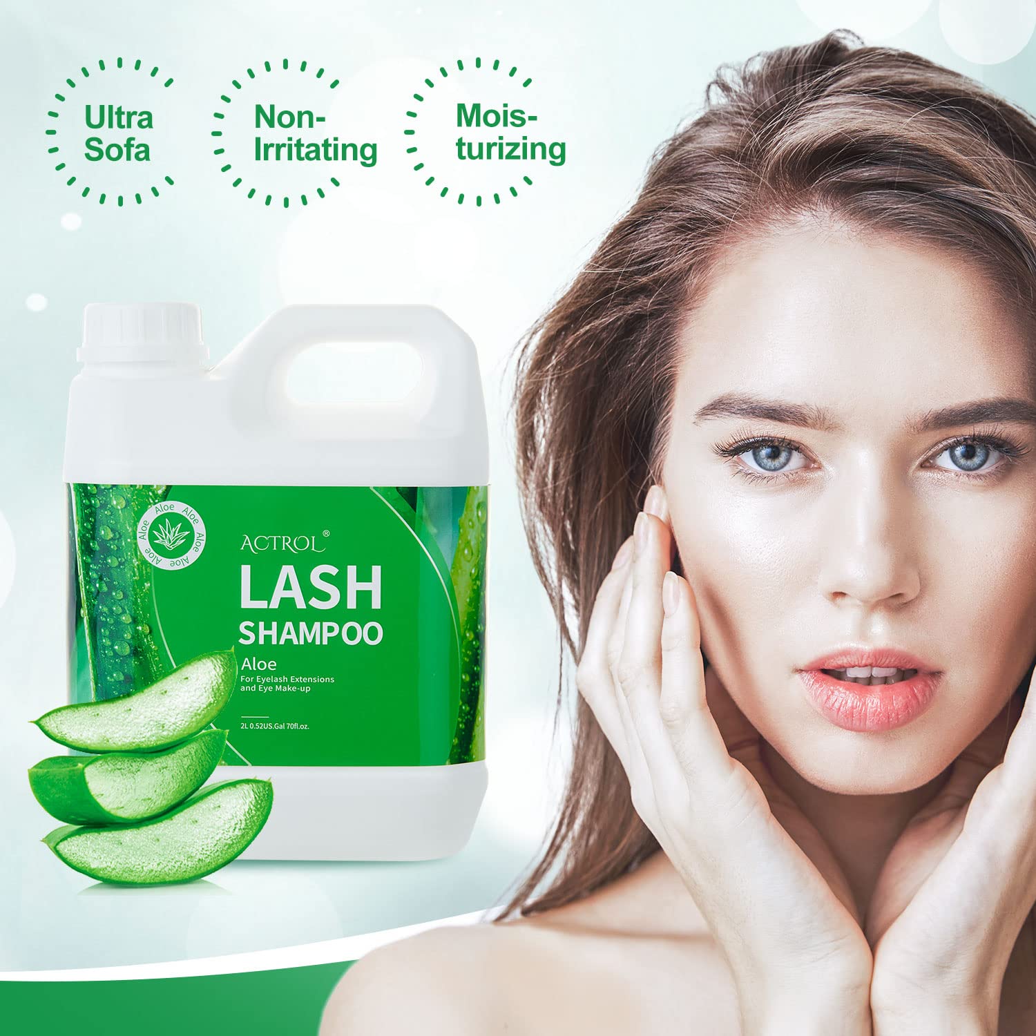 ACTROL Eyelash Extension Cleanser Aloe 2L | Natural Lash Shampoo for Salon & Home Care
