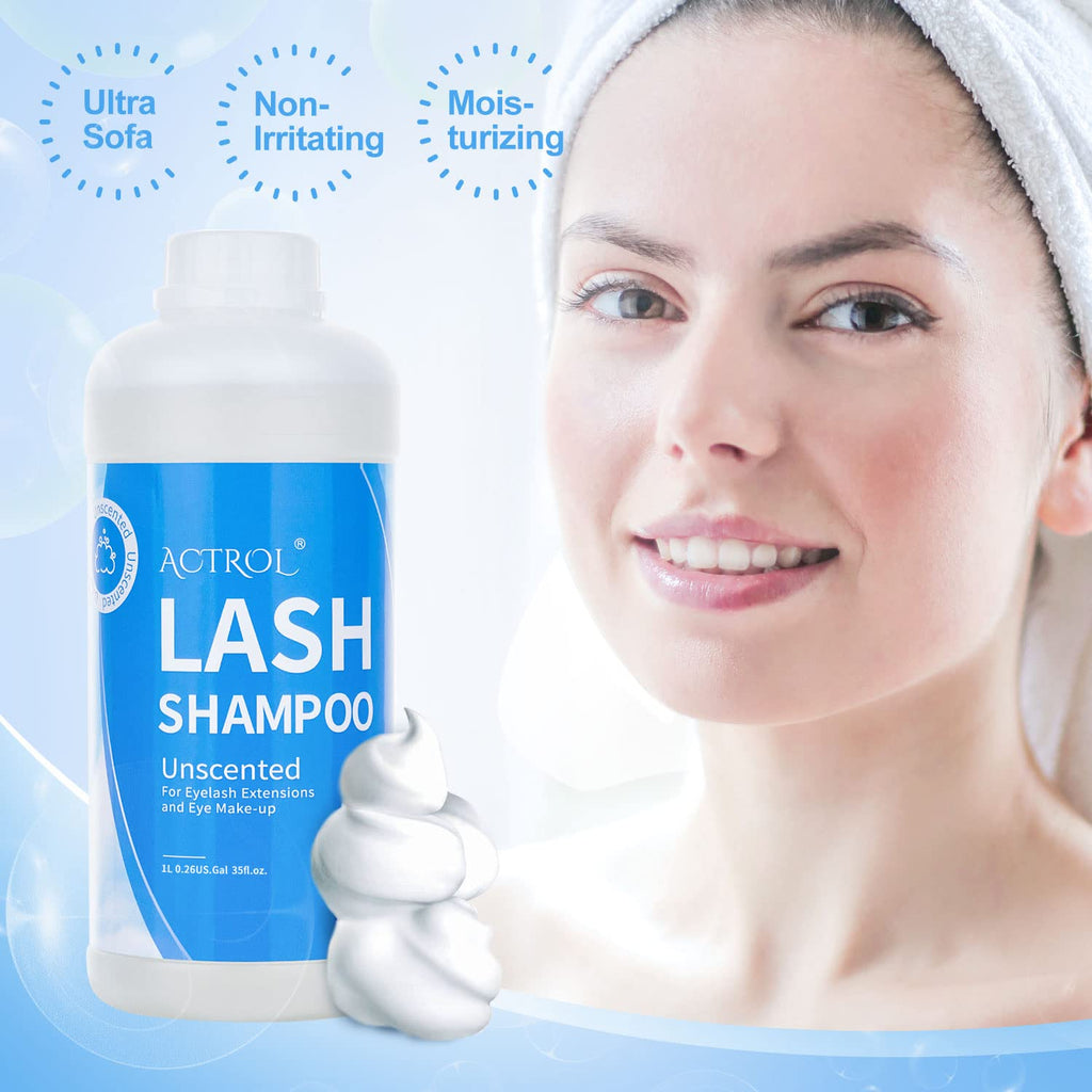 ACTROL Eyelash Extension Cleanser Unscented 1L — Salon-Grade, Paraben & Sulfate Free, Non-Irritating