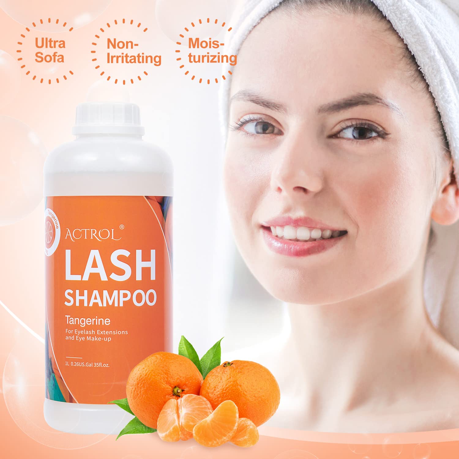ACTROL Eyelash Extension Cleanser Tangerines 1L – Gentle, Paraben & Sulfate Free