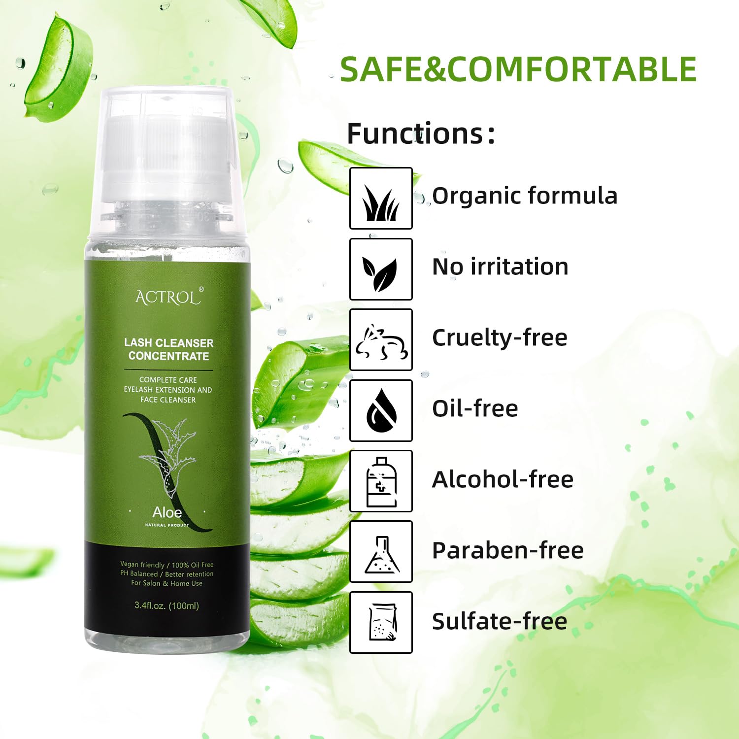 ACTROL Eyelash Shampoo Concentrate 100ml – Gentle Lash Cleanser for Extensions