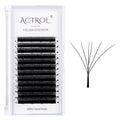 ACTROL W Eyelash Extensions 6D Volume 0.07D Curl 8-15mm Mix – Easy Fan W-Shaped Premades (Black)
