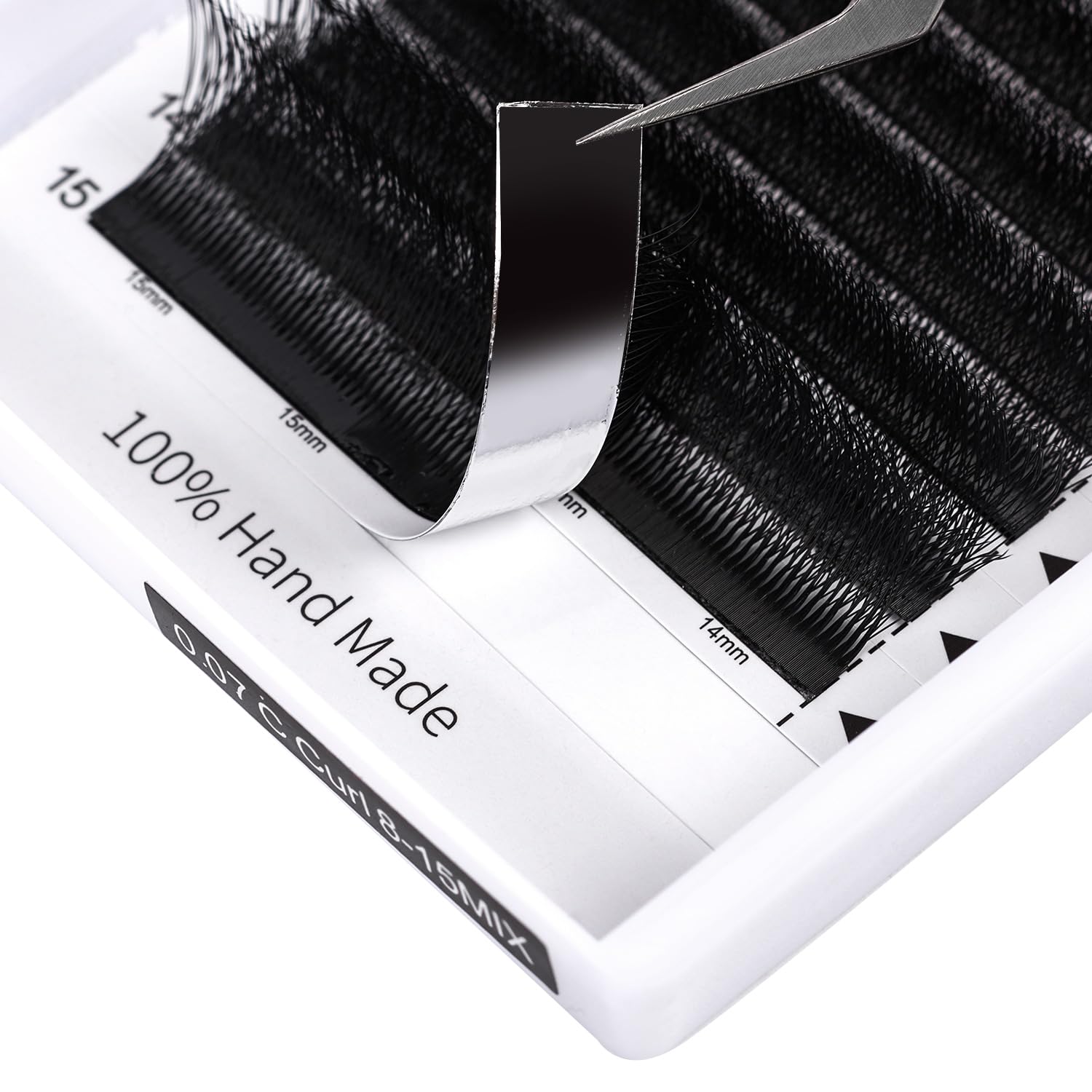ACTROL W Eyelash Extensions 6D Volume 0.07D Curl 8-15mm Mix – Easy Fan W-Shaped Premades (Black)