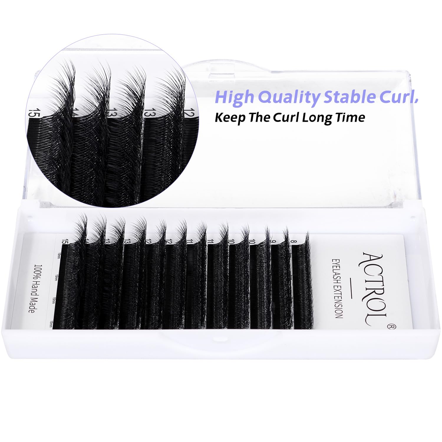 ACTROL W Eyelash Extensions 8D Volume 0.07D Curl 8-15mm Mix – Easy Fan W-shaped Premades