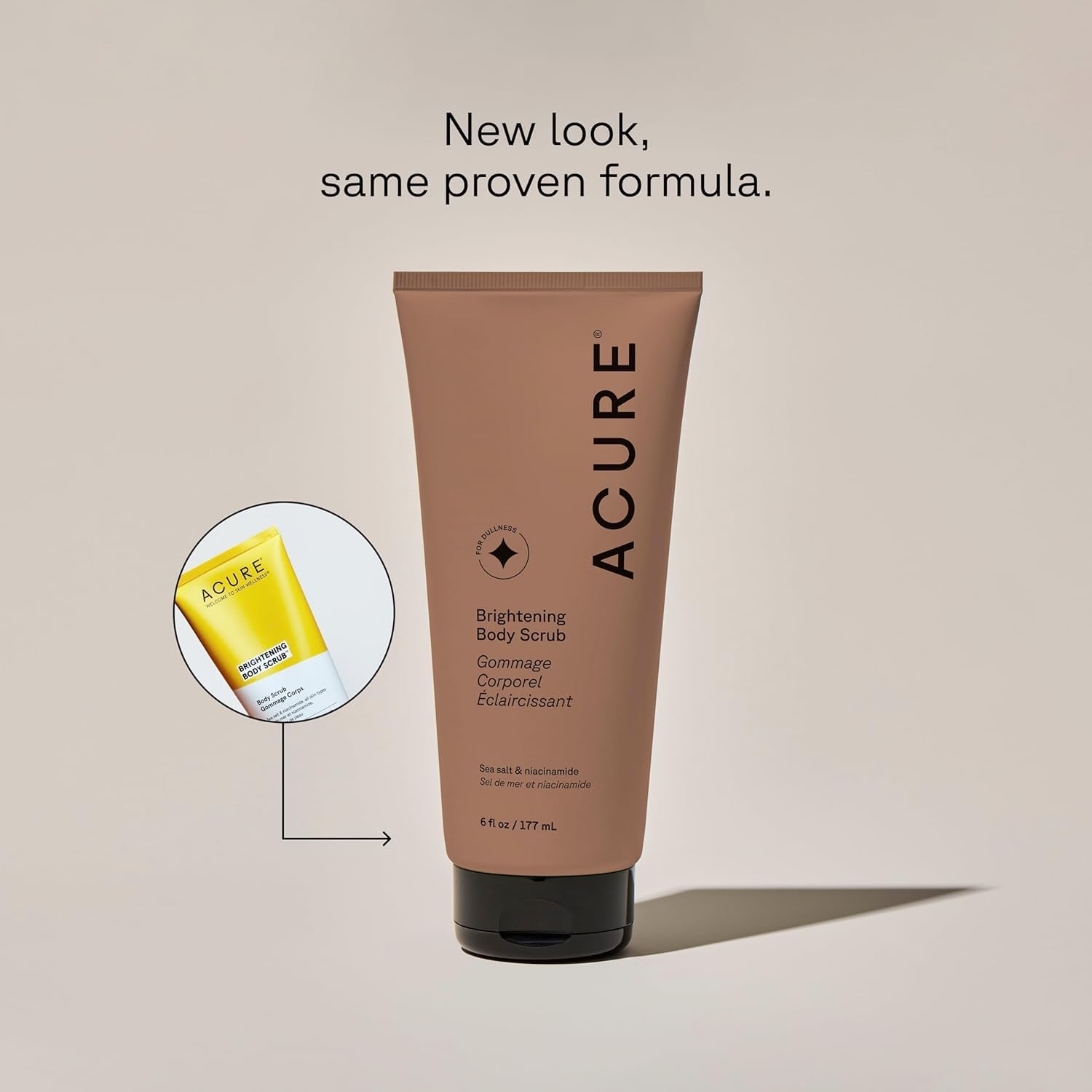 Acure Brightening Body Scrub – Sea Salt Exfoliator with Clay & Niacinamide (2 x 6 oz)