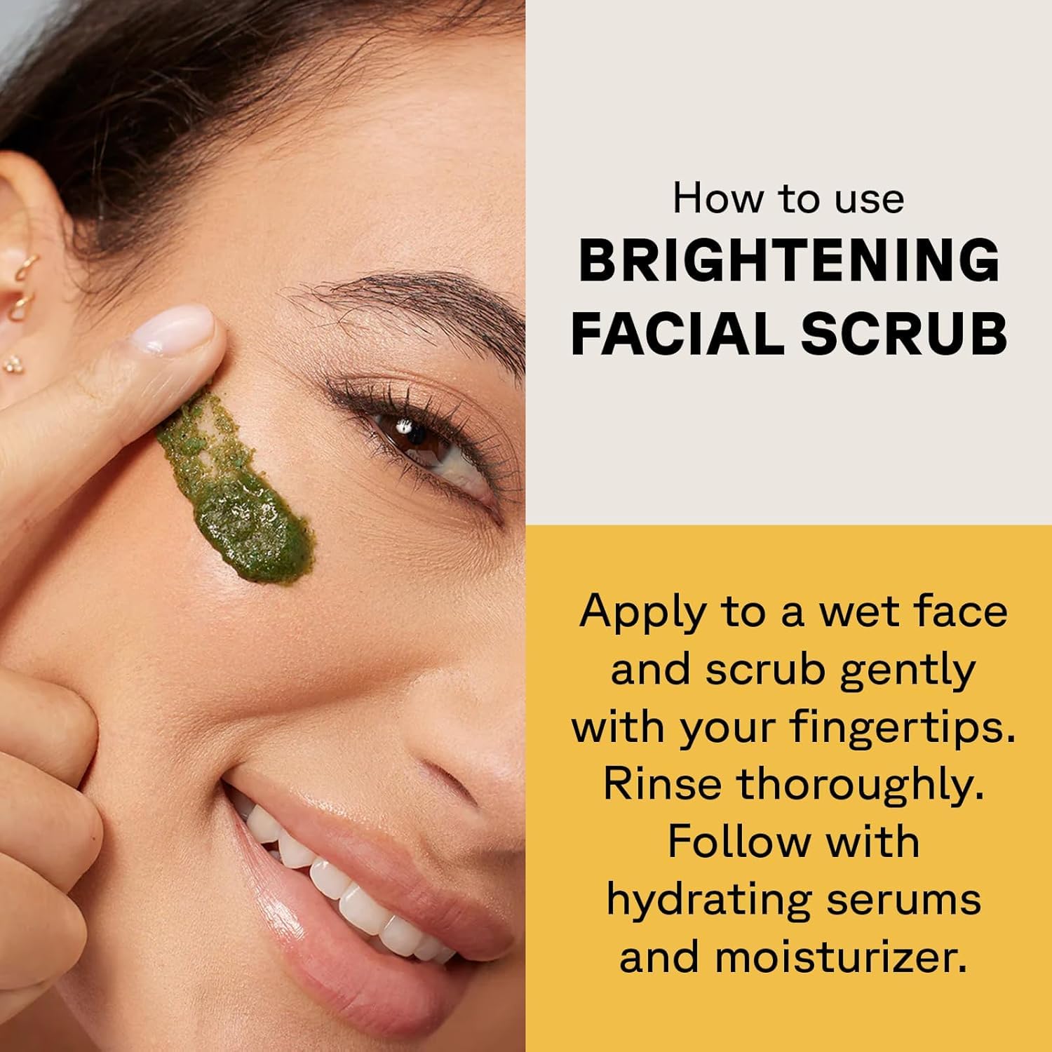 Acure Brightening Facial Scrub - Gentle Exfoliating Cleanser with Sea Kelp & French Green Clay, 4 fl oz (2 Pack)